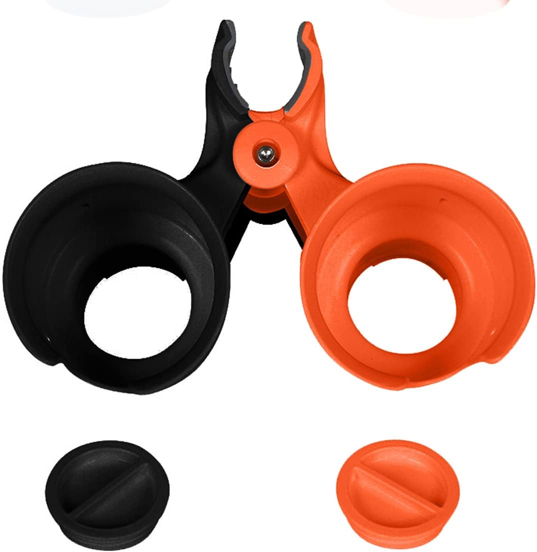 RoboCup ORANGE Patented Clamp on Caddy Dual Cup, Drink & Rod