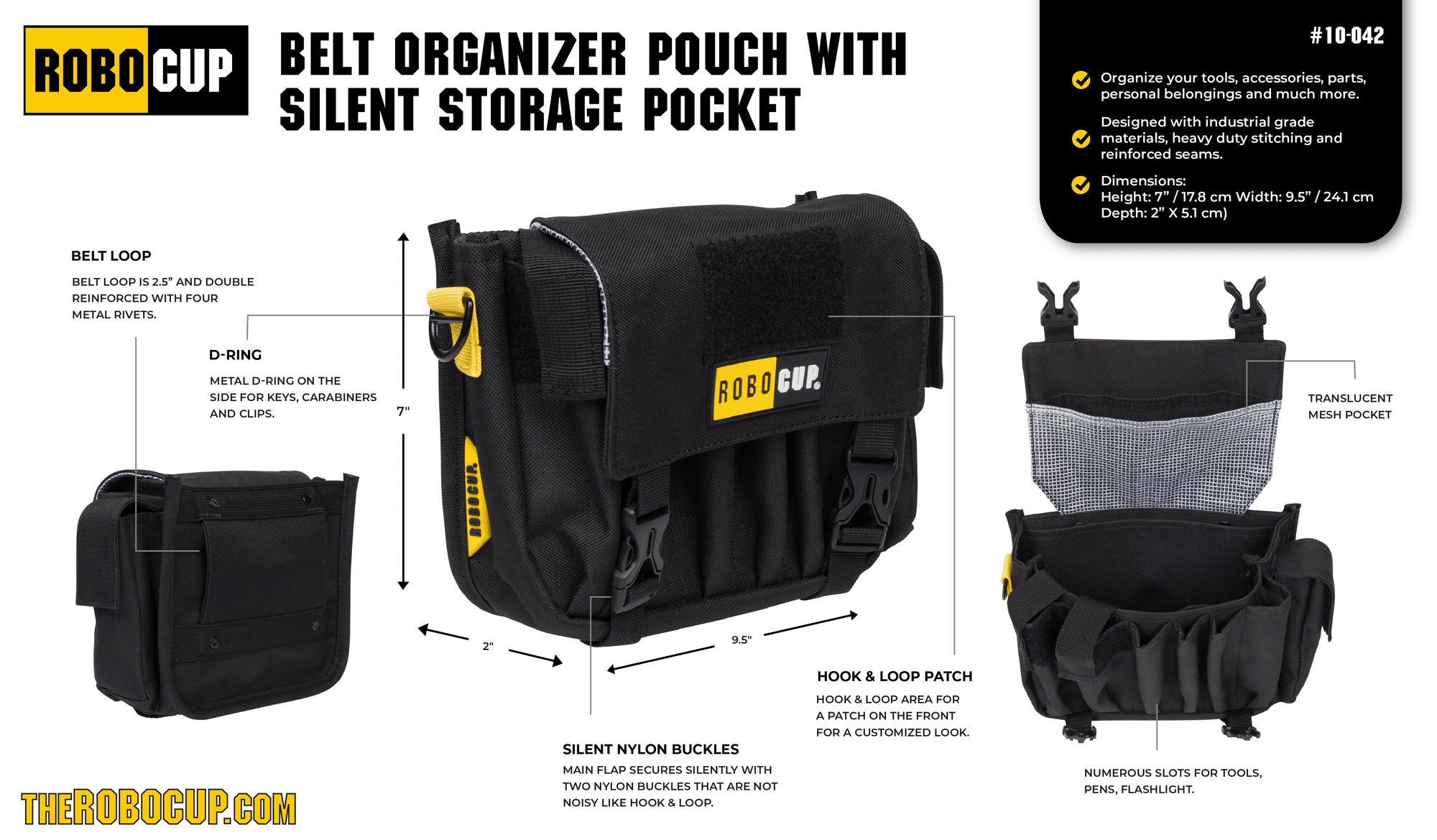 AC Belt Organizer Pouch for tools, pens, & flashlight