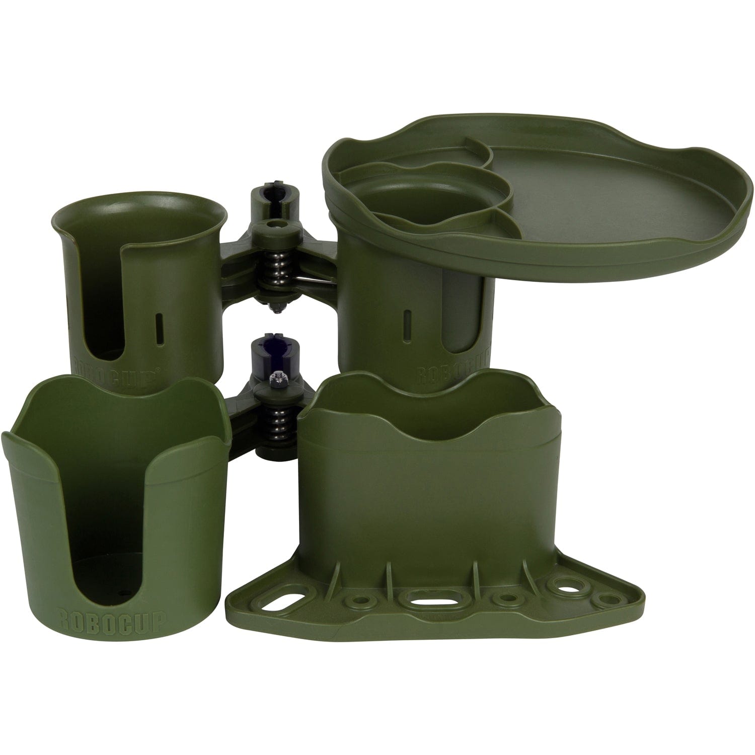RoboCup OLIVE Patented Clamp on Caddy Dual Cup, Drink & Rod Holder -   -- ROBOCUP