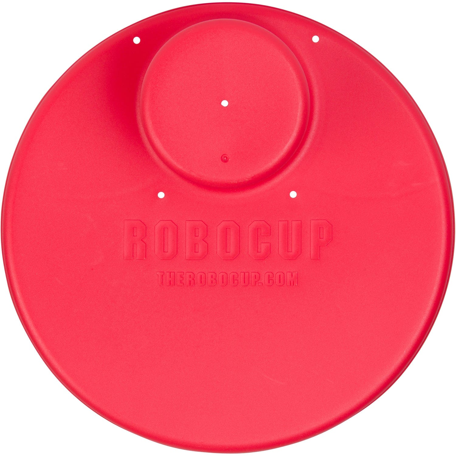 Red RoboCup Plate with five small drain holes 