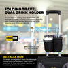 Travel-Friendly Folding Dual Drink Holder with Storage for Cases &amp; Luggage with a Telescopic Handle