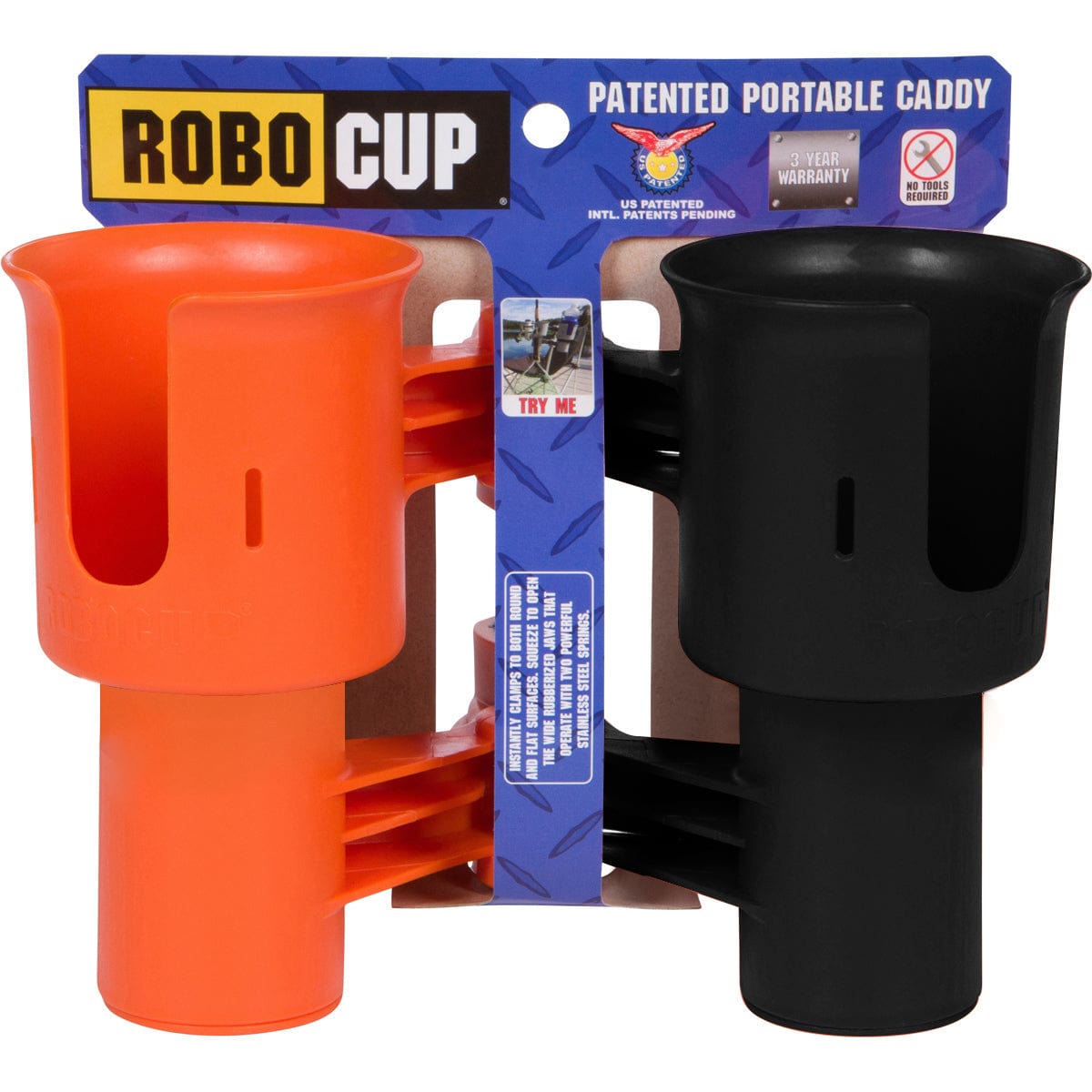 RoboCup GRAY, Patented Portable Caddy Tote, Cup Holder, Organizer,  Clampable Clip On Holder for Two Drinks, Cups, Bottles, Liquids, Rods, Drum  Sticks, Tools and more